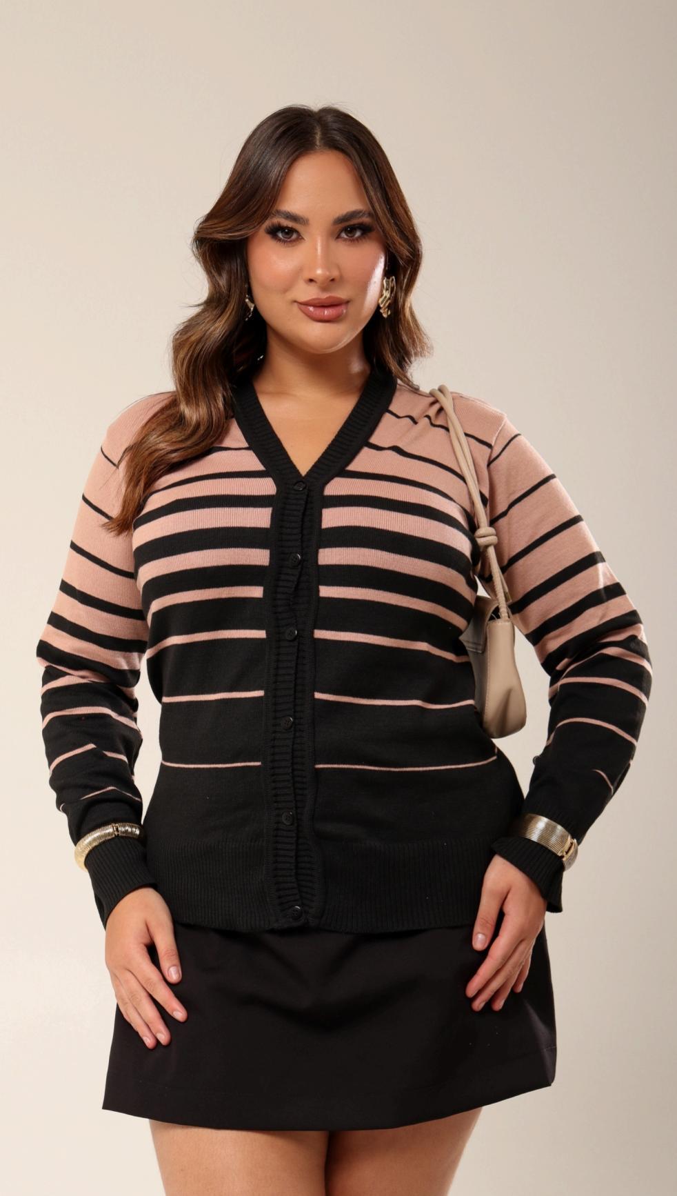 Casaco plus size degradê tricot