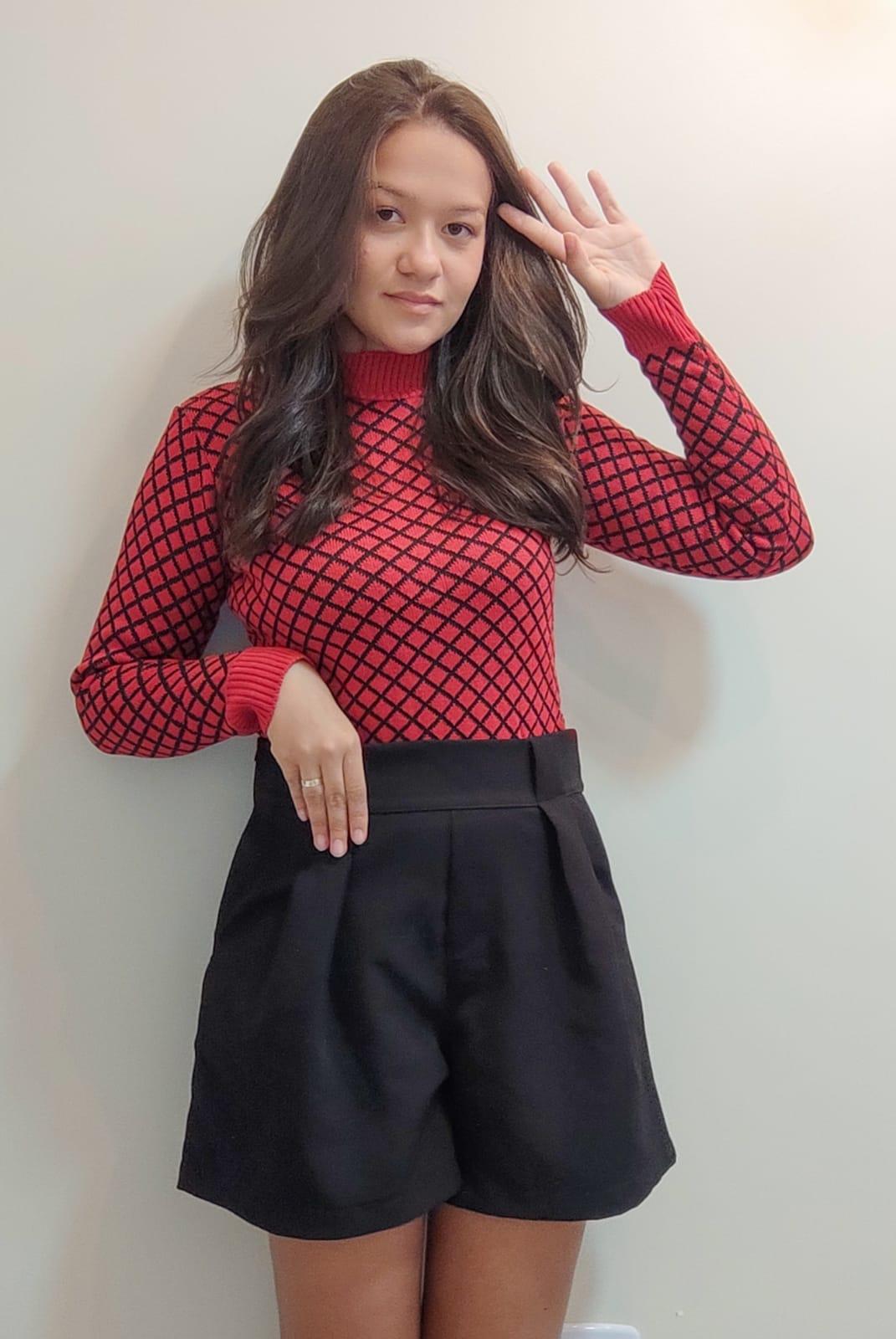 BLUSA LONGA LOSANGO TRICOT