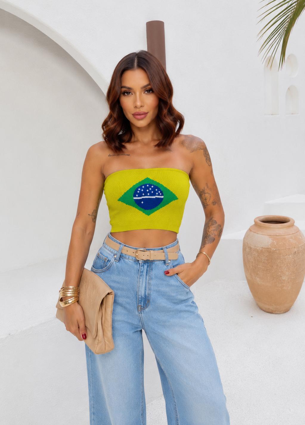 CROPED FAIXA BANDEIRA BRASIL TRICOT